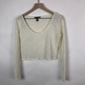 🦋forever 21 White Crop top size large